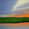 "Sunset on the Creek", 9" x 17", oil on panel, Robert K. Roark